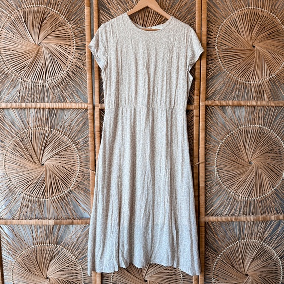 bohme Dresses & Skirts - Bohme Floral Printed Women's Midi Dress Ivory Tan Beige SZ L Boho, Cottage Core